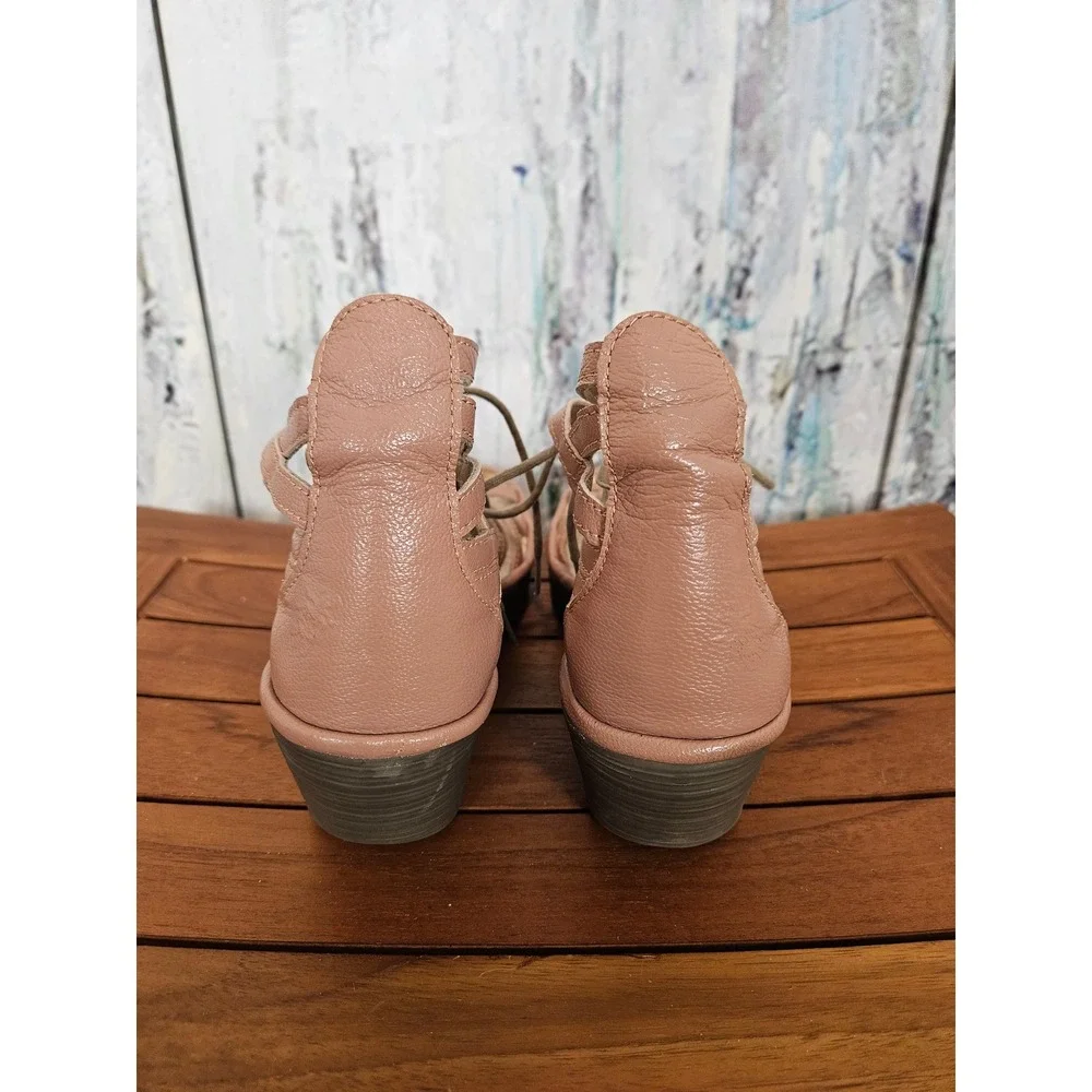 Fly London Wedge Sandals 39 Pink Leather Strappy Lace Up Gladiator Platform
